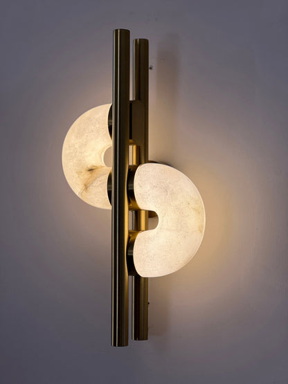 Royelux Alabaster Dual Disc Sconce - Modern LED Wall Light for Hallways-Royale Basic