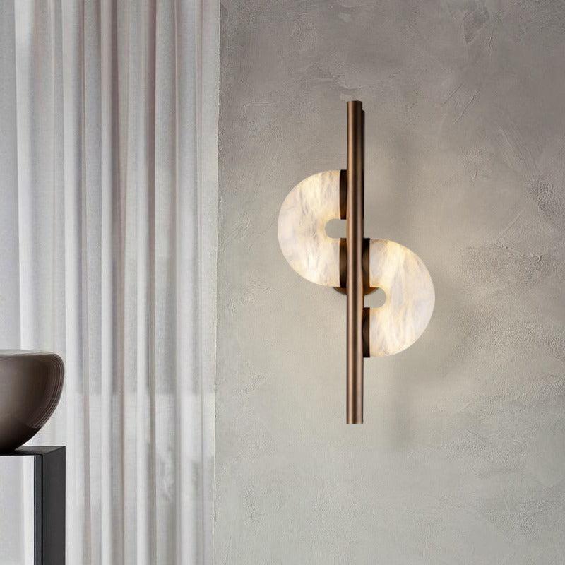 Royelux Alabaster Dual Disc Sconce - Modern LED Wall Light for Hallways-Royale Basic