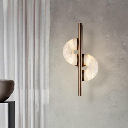 Royelux Alabaster Dual Disc Sconce - Modern LED Wall Light for Hallways-Royale Basic