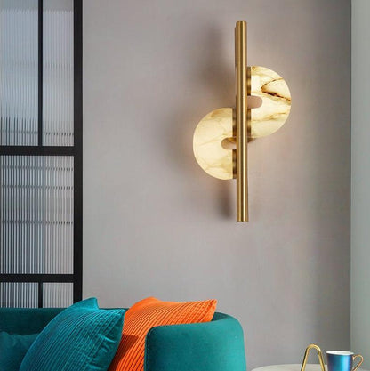 Royelux Alabaster Dual Disc Sconce - Modern LED Wall Light for Hallways-Royale Basic