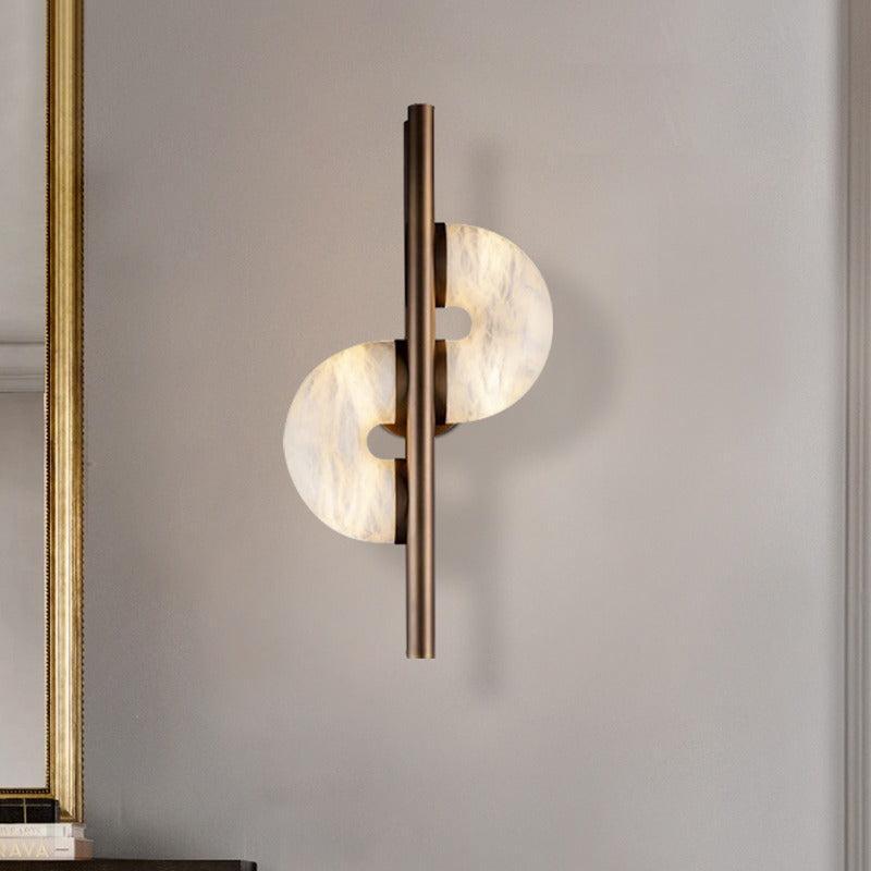 Royelux Alabaster Dual Disc Sconce - Modern LED Wall Light for Hallways-Royale Basic