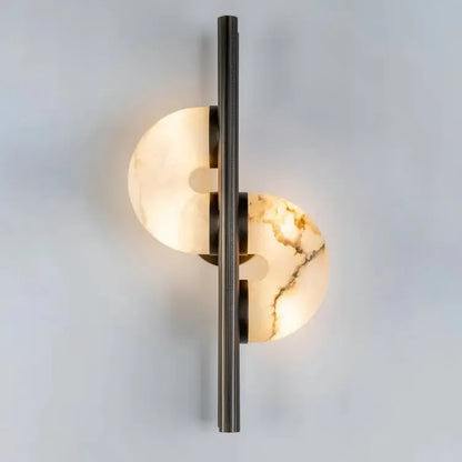 Royelux Alabaster Dual Disc Sconce - Modern LED Wall Light for Hallways-Royale Basic