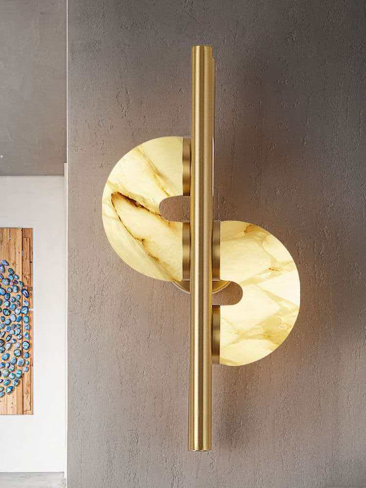 Royelux Alabaster Dual Disc Sconce - Modern LED Wall Light for Hallways-Royale Basic