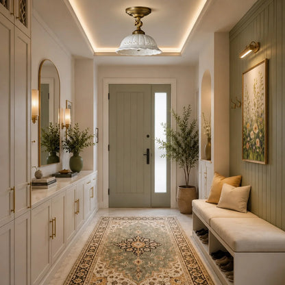 Royelux Antique Brass Flush Mount Ceiling Light with Ceramic Shade Indoor Lighting - Royale Basic