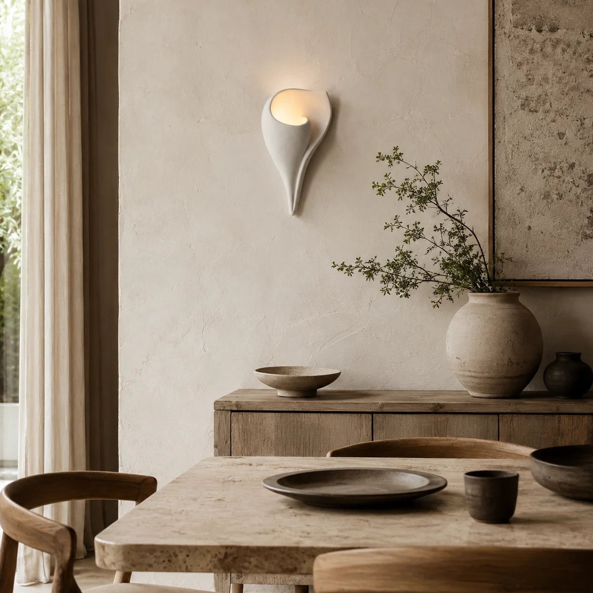 Royelux Conch Plaster Wall Sconce Modern Shell Wall Lamp White Ambient Lighting - Royale Basic
