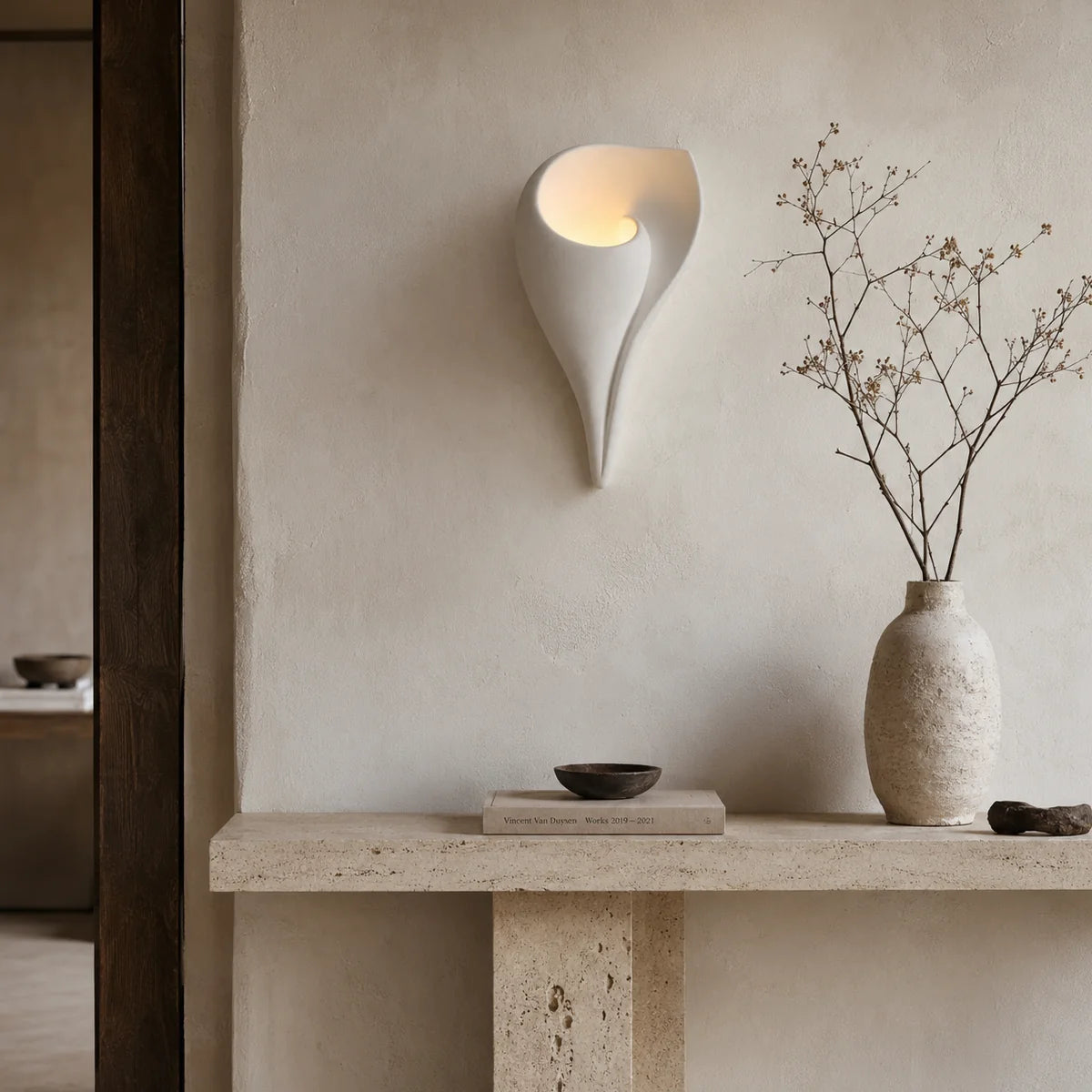 Royelux Conch Plaster Wall Sconce Modern Shell Wall Lamp White Ambient Lighting - Royale Basic