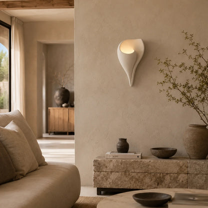 Royelux Conch Plaster Wall Sconce Modern Shell Wall Lamp White Ambient Lighting - Royale Basic