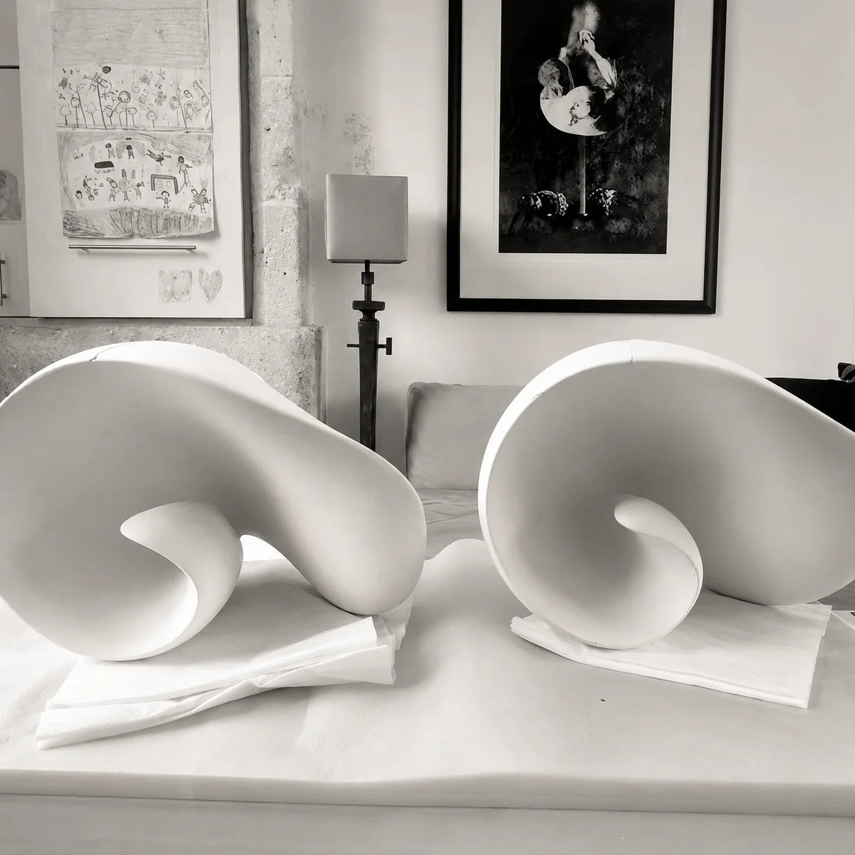 Royelux Conch Plaster Wall Sconce Modern Shell Wall Lamp White Ambient Lighting - Royale Basic