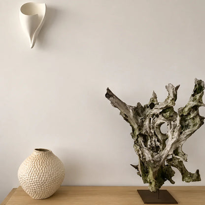 Royelux Conch Plaster Wall Sconce Modern Shell Wall Lamp White Ambient Lighting - Royale Basic