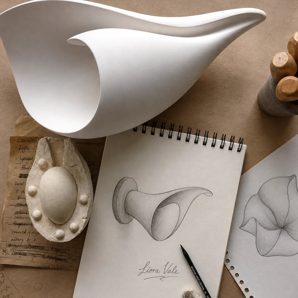 Royelux Conch Plaster Wall Sconce Modern Shell Wall Lamp White Ambient Lighting - Royale Basic