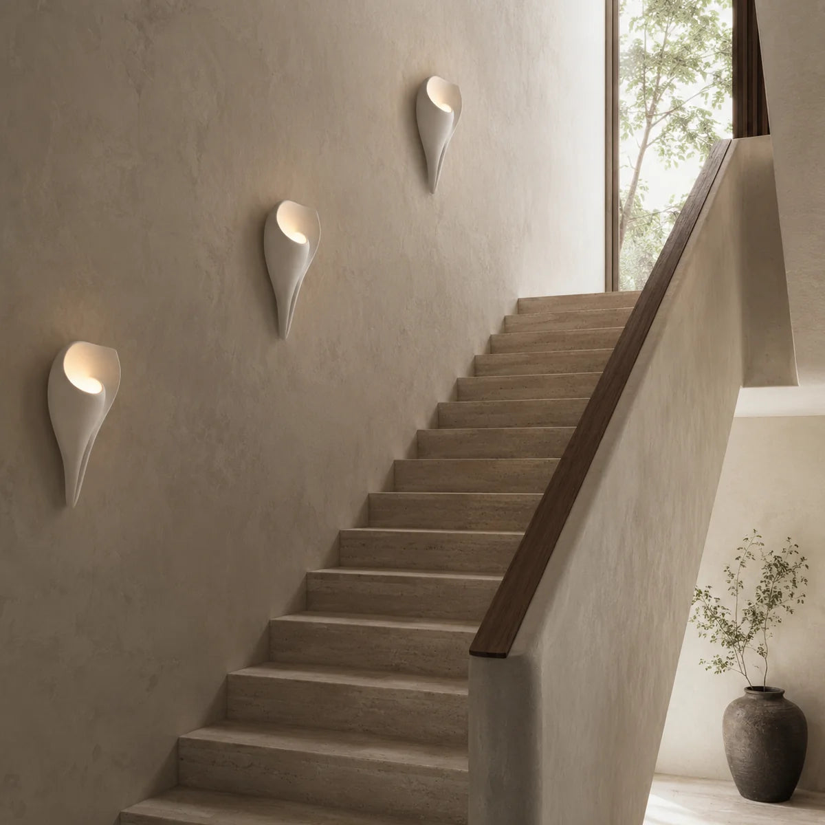 Royelux Conch Plaster Wall Sconce Modern Shell Wall Lamp White Ambient Lighting - Royale Basic