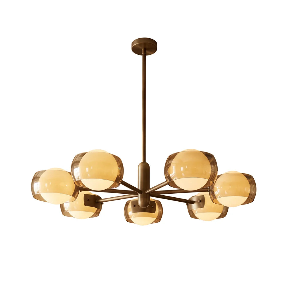 Royelux Dual Glass Globe Chandelier Mid Century Modern Bronze Pendant Light - Royale Basic