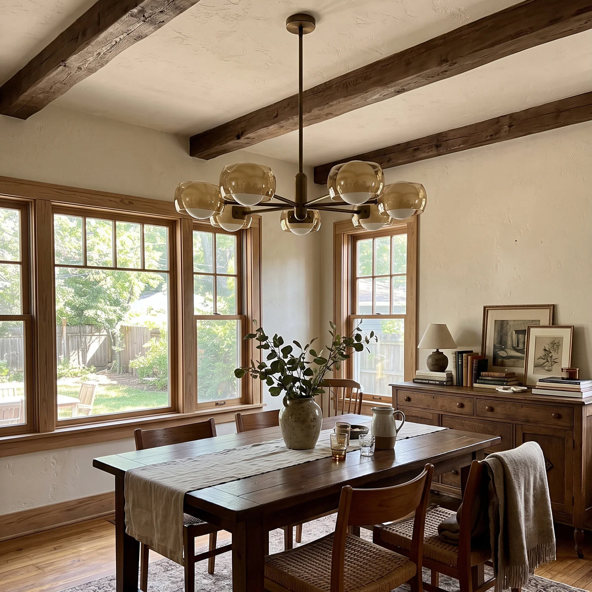 Royelux Dual Glass Globe Chandelier Mid Century Modern Bronze Pendant Light - Royale Basic