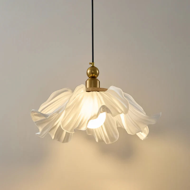 Royelux Frosted Glass Floral Pendant Light Modern Flower Hanging Lamp - Royale Basic