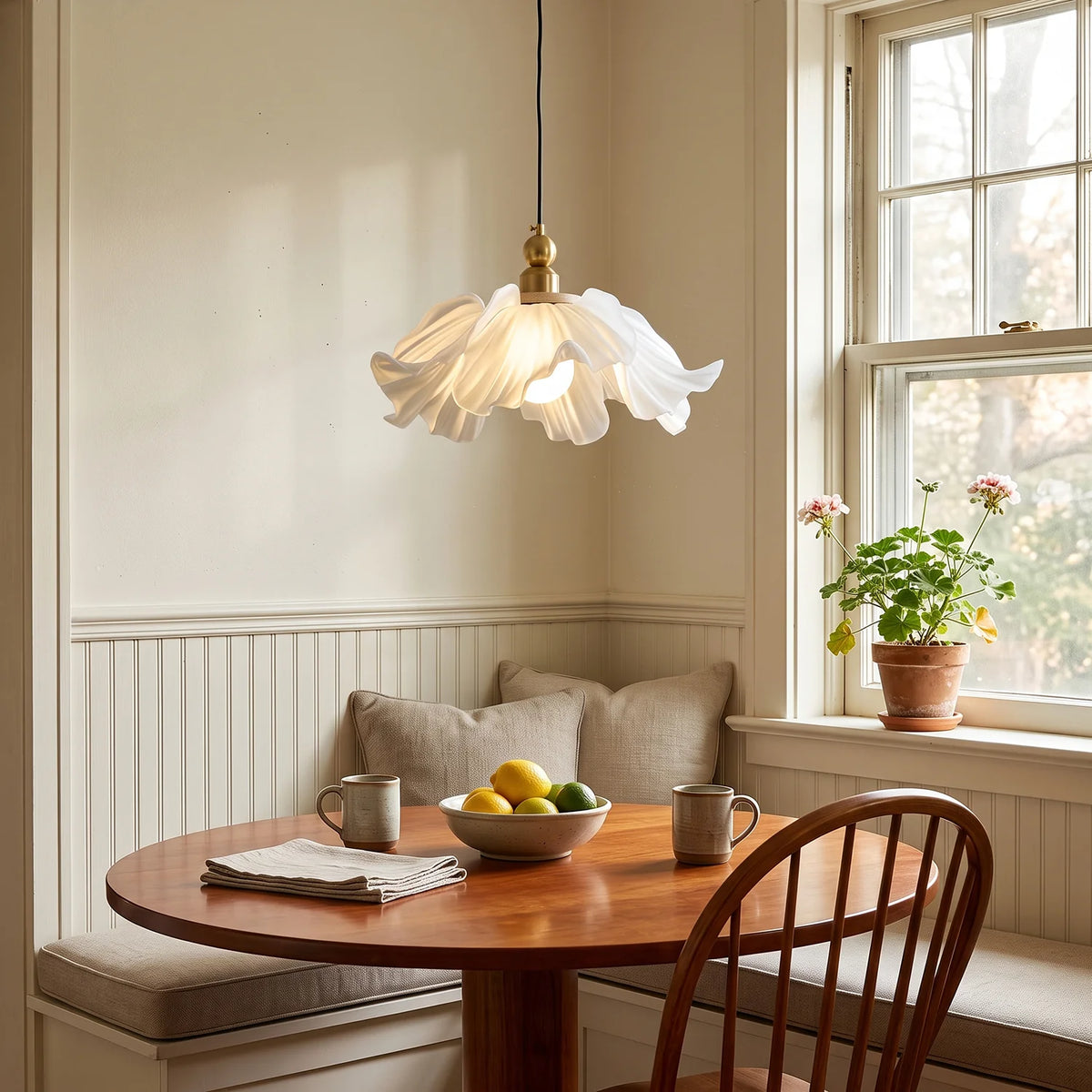 Royelux Frosted Glass Floral Pendant Light Modern Flower Hanging Lamp - Royale Basic