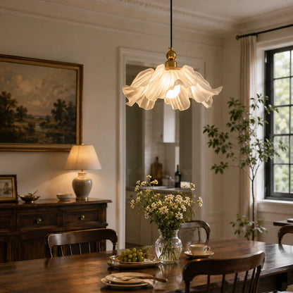 Royelux Frosted Glass Floral Pendant Light Modern Flower Hanging Lamp - Royale Basic