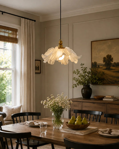 Royelux Frosted Glass Floral Pendant Light Modern Flower Hanging Lamp - Royale Basic