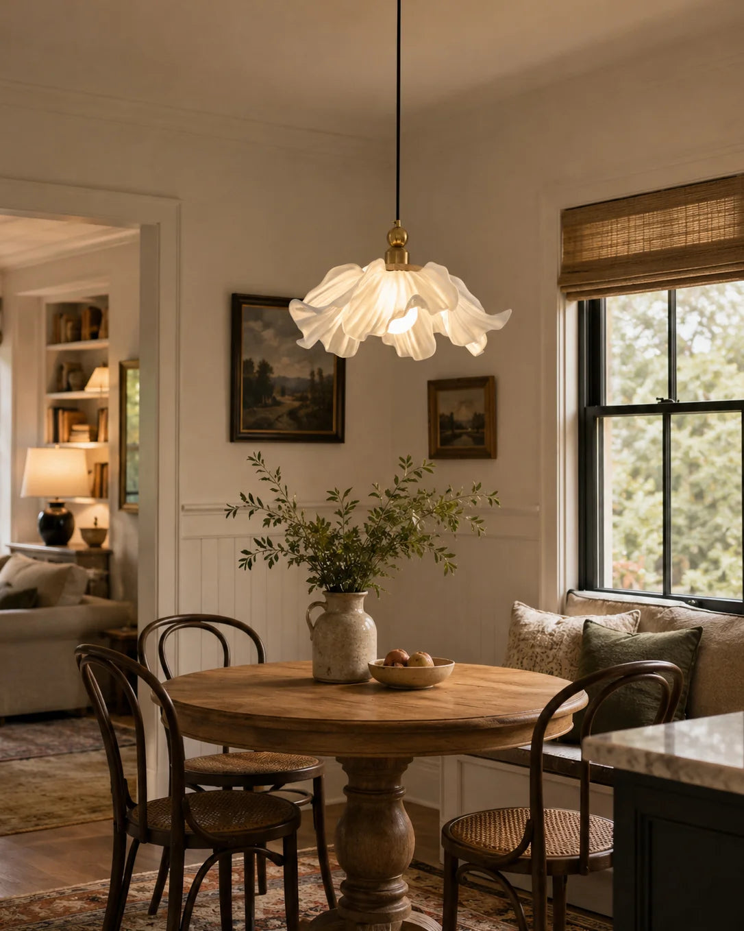 Royelux Frosted Glass Floral Pendant Light Modern Flower Hanging Lamp - Royale Basic