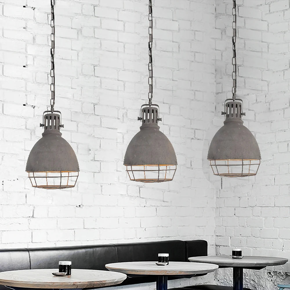 Royelux Industrial Caged Pendant Light Vintage Warehouse Ceiling Lamp - Royale Basic