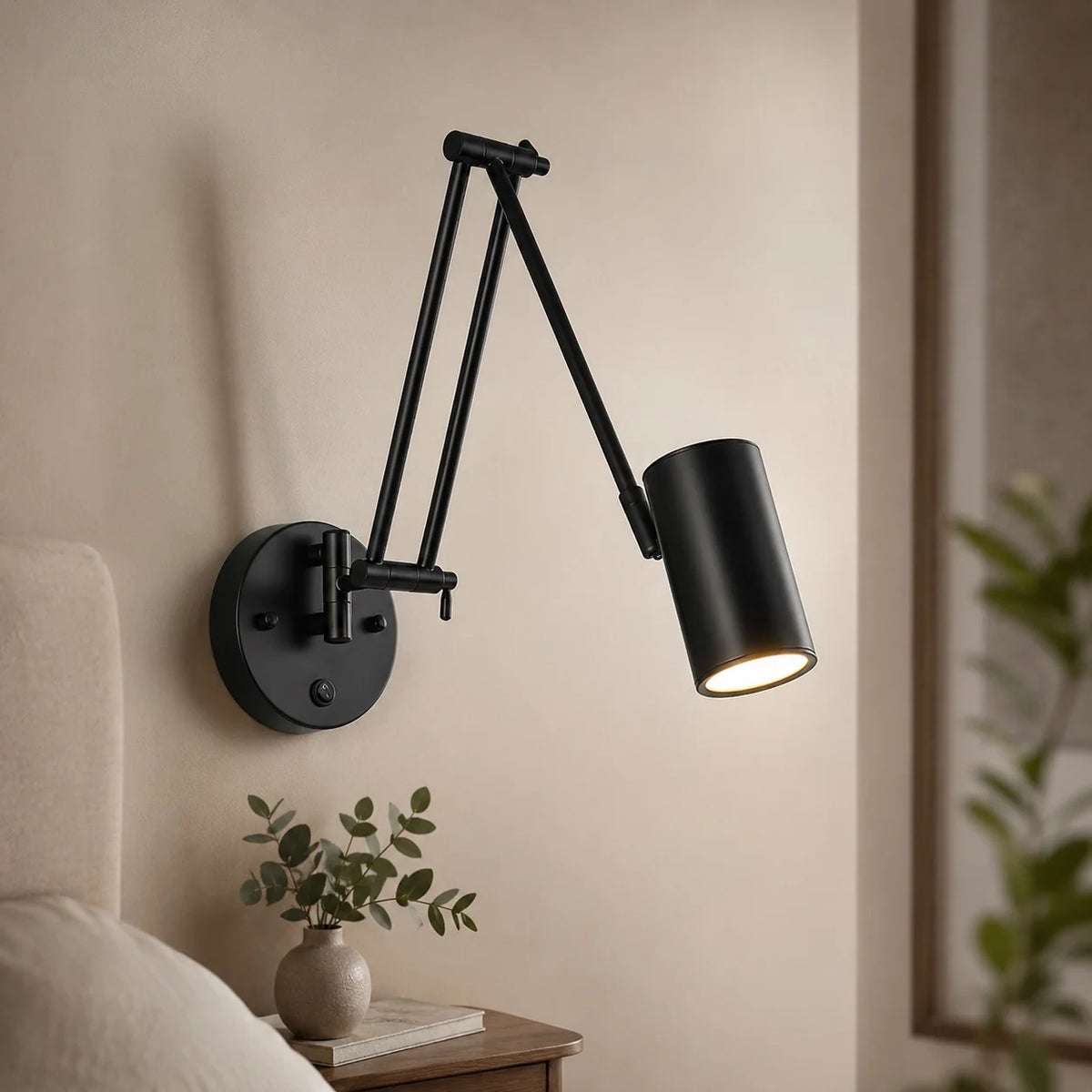 Royelux Industrial Swing Arm Wall Sconce Adjustable Matte Black And Gold LED Light Fixture - Royale Basic