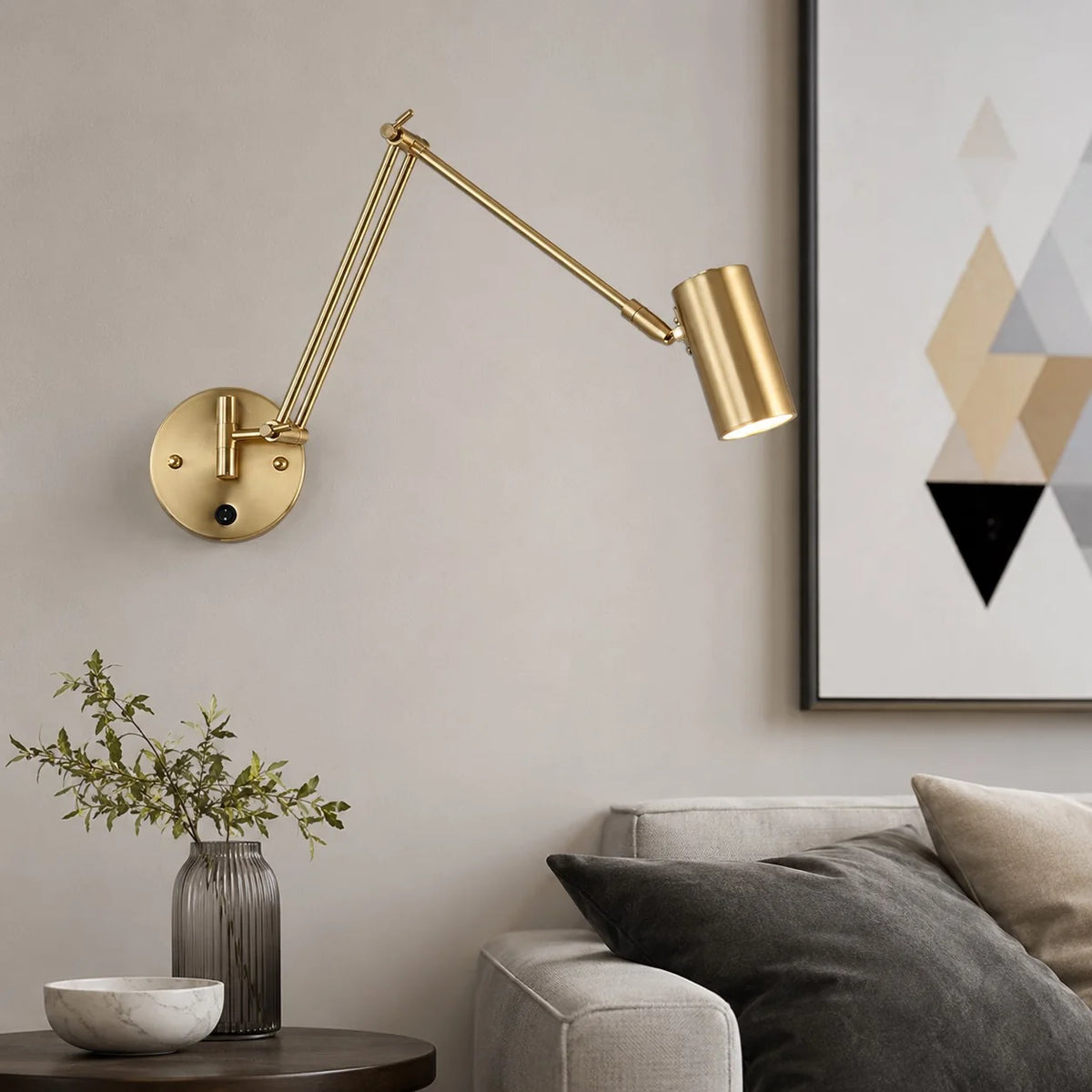Royelux Industrial Swing Arm Wall Sconce Adjustable Matte Black And Gold LED Light Fixture - Royale Basic
