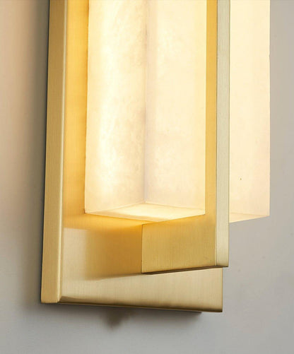 Royelux Modern Alabaster Brass Wall Sconce - Elegant Rectangular LED Lighting for Home-Royale Basic