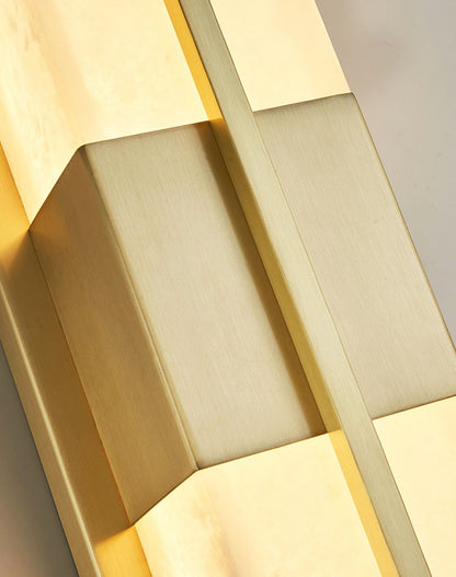 Royelux Modern Alabaster Brass Wall Sconce - Elegant Rectangular LED Lighting for Home-Royale Basic