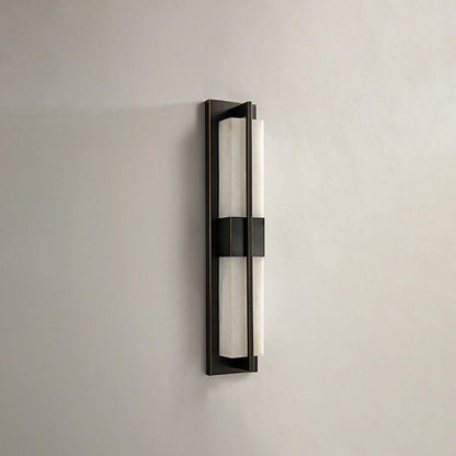 Royelux Modern Alabaster Brass Wall Sconce - Elegant Rectangular LED Lighting for Home-Royale Basic