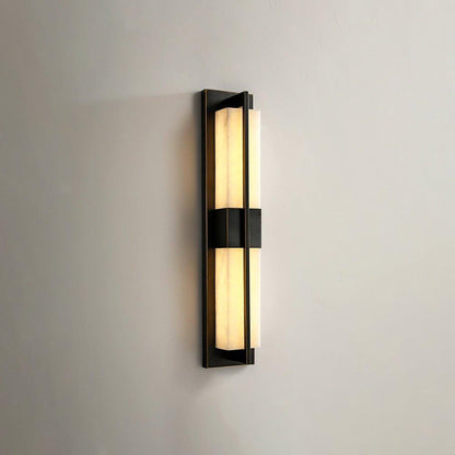 Royelux Modern Alabaster Brass Wall Sconce - Elegant Rectangular LED Lighting for Home-Royale Basic