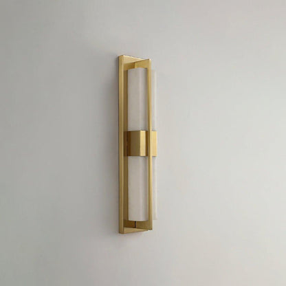 Royelux Modern Alabaster Brass Wall Sconce - Elegant Rectangular LED Lighting for Home-Royale Basic