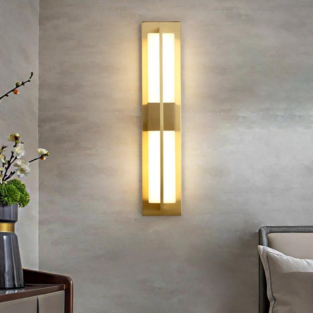 Royelux Modern Alabaster Brass Wall Sconce - Elegant Rectangular LED Lighting for Home-Royale Basic