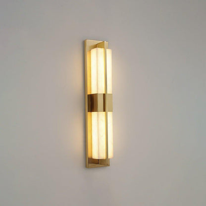 Royelux Modern Alabaster Brass Wall Sconce - Elegant Rectangular LED Lighting for Home-Royale Basic