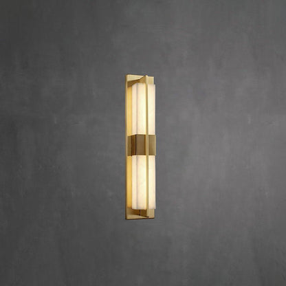 Royelux Modern Alabaster Brass Wall Sconce - Elegant Rectangular LED Lighting for Home-Royale Basic
