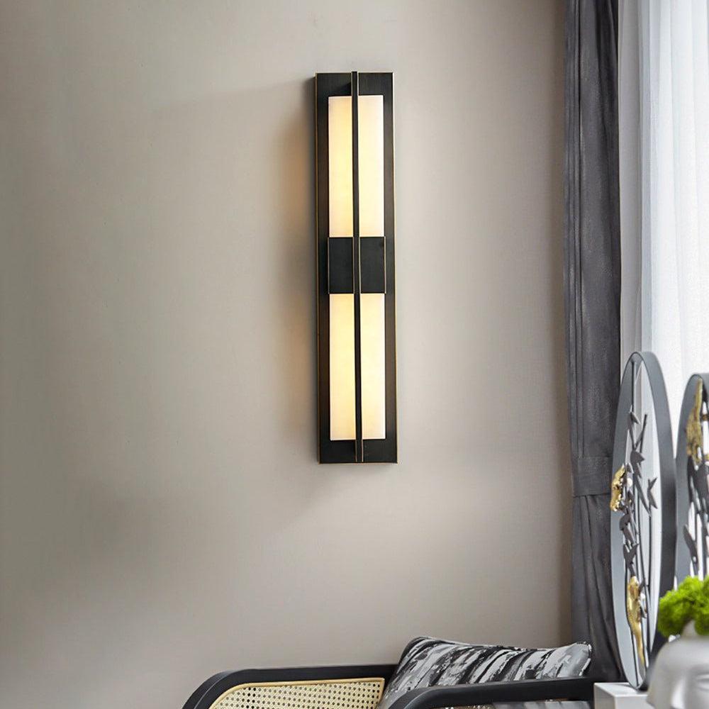 Royelux Modern Alabaster Brass Wall Sconce - Elegant Rectangular LED Lighting for Home-Royale Basic