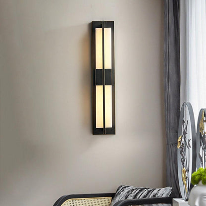 Royelux Modern Alabaster Brass Wall Sconce - Elegant Rectangular LED Lighting for Home-Royale Basic