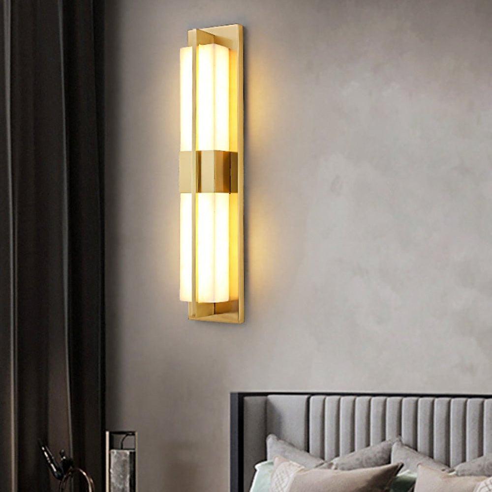 Royelux Modern Alabaster Brass Wall Sconce - Elegant Rectangular LED Lighting for Home-Royale Basic