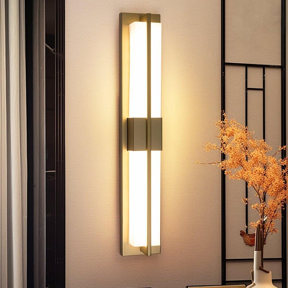 Royelux Modern Alabaster Brass Wall Sconce - Elegant Rectangular LED Lighting for Home-Royale Basic