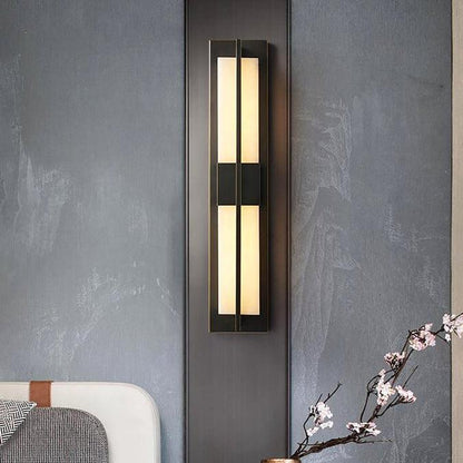 Royelux Modern Alabaster Brass Wall Sconce - Elegant Rectangular LED Lighting for Home-Royale Basic