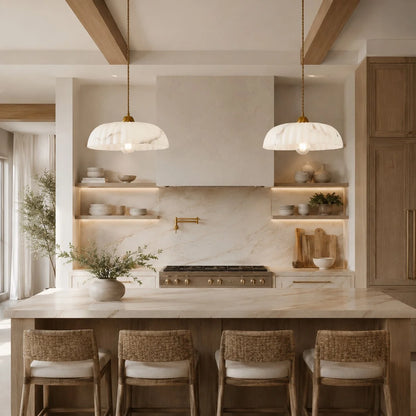 Royelux Modern Alabaster Pendant Light Antique Gold Hanging Lamp - Royale Basic