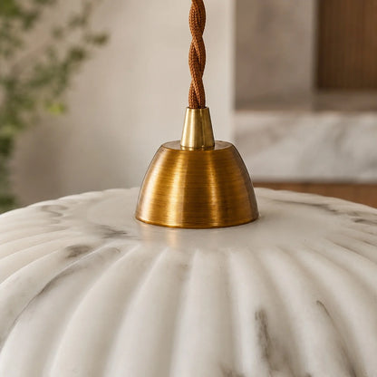 Royelux Modern Alabaster Pendant Light Antique Gold Hanging Lamp - Royale Basic