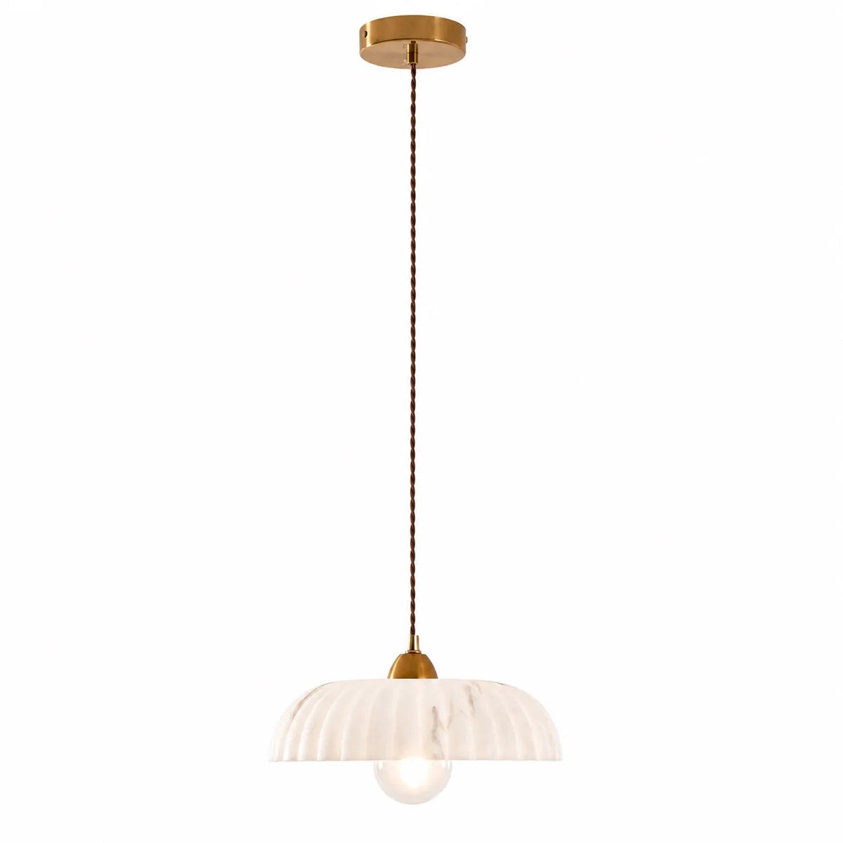 Royelux Modern Alabaster Pendant Light Antique Gold Hanging Lamp - Royale Basic