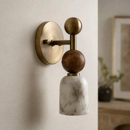 Royelux Modern Alabaster Wall Sconce With Dark Marble Accent Lighting Fixture - Royale Basic