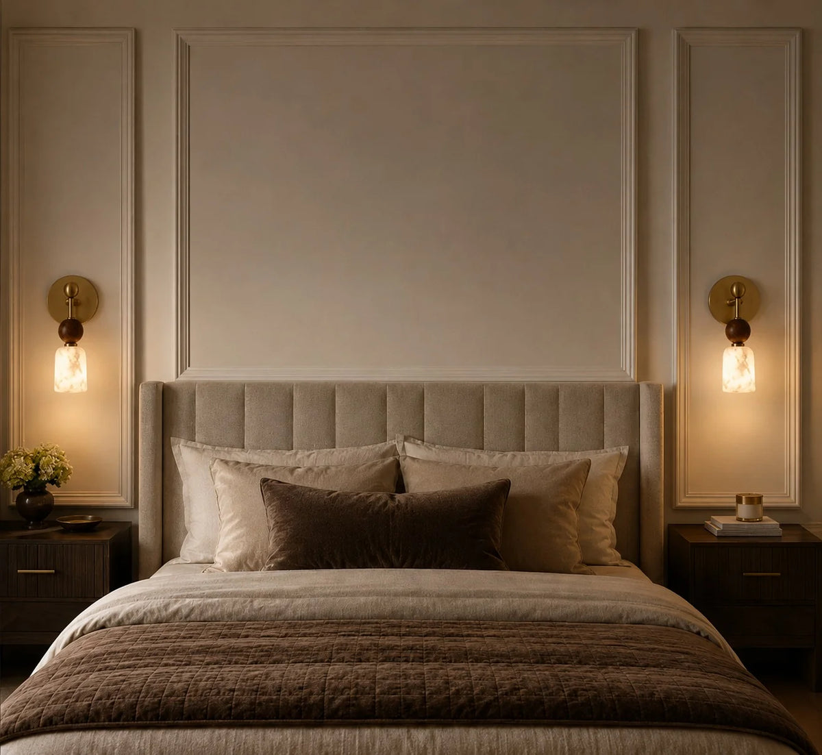 Royelux Modern Alabaster Wall Sconce With Dark Marble Accent Lighting Fixture - Royale Basic