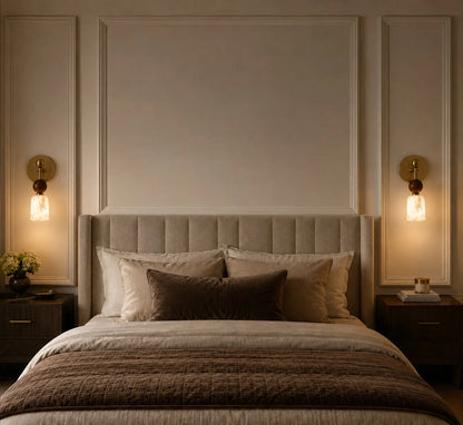 Royelux Modern Alabaster Wall Sconce With Dark Marble Accent Lighting Fixture - Royale Basic