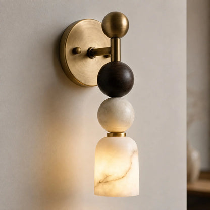 Royelux Modern Alabaster Wall Sconce With Dark Marble Accent Lighting Fixture - Royale Basic