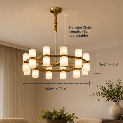 Royelux Modern Brass Alabaster Chandelier | Luxury LED Ring Pendant Light-Royale Basic