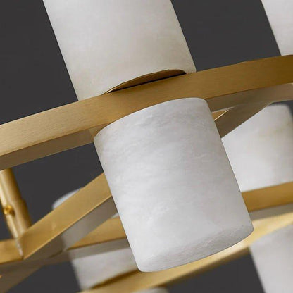 Royelux Modern Brass Alabaster Chandelier | Luxury LED Ring Pendant Light-Royale Basic