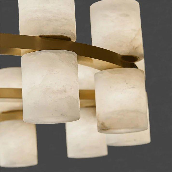 Royelux Modern Brass Alabaster Chandelier | Luxury LED Ring Pendant Light-Royale Basic