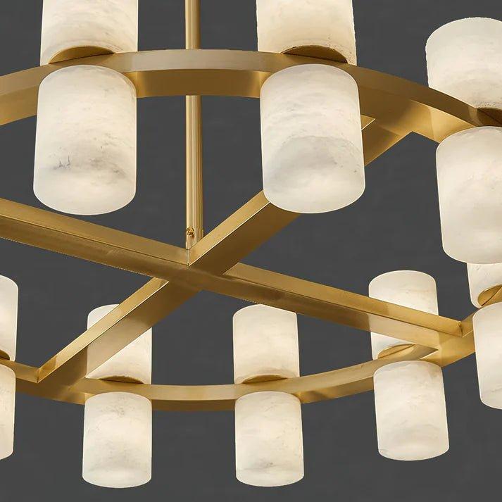Royelux Modern Brass Alabaster Chandelier | Luxury LED Ring Pendant Light-Royale Basic