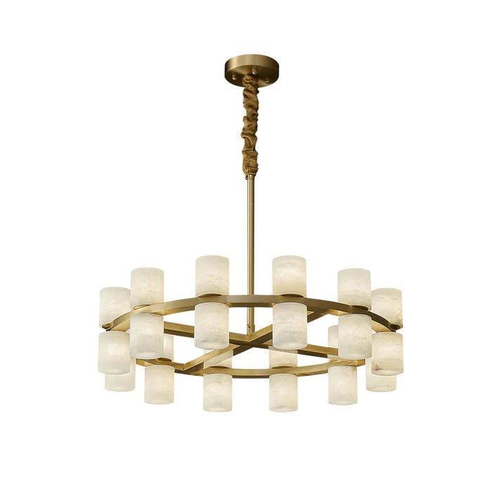 Royelux Modern Brass Alabaster Chandelier | Luxury LED Ring Pendant Light-Royale Basic